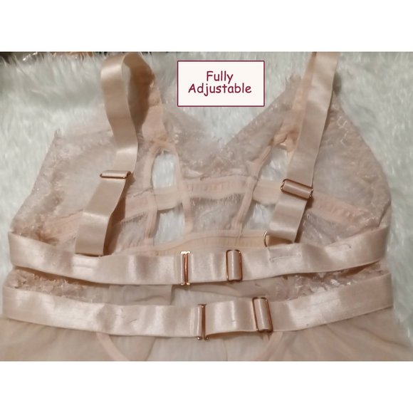 Oh La La Cheri Mesh & Eyelash Lace Pink A-line Babydoll Chemise Lingerie Sz M-L - Picture 6 of 8